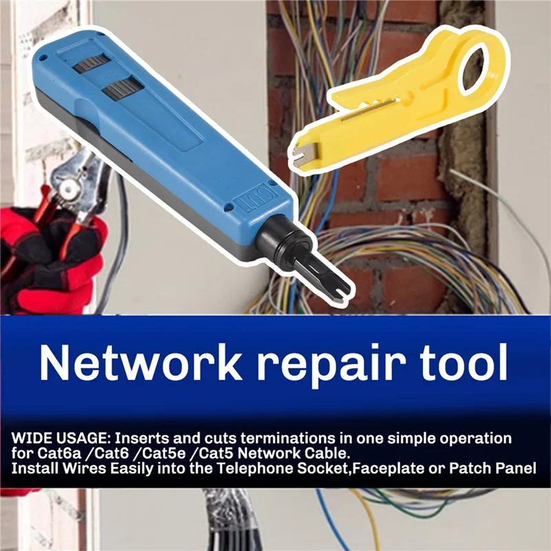 Punch Down Strumento di impatto con 110 e 66 lame, cavo di rete Cat6/Cat5e Strumenti di inserimento terminale di impatto telefonico-AA26