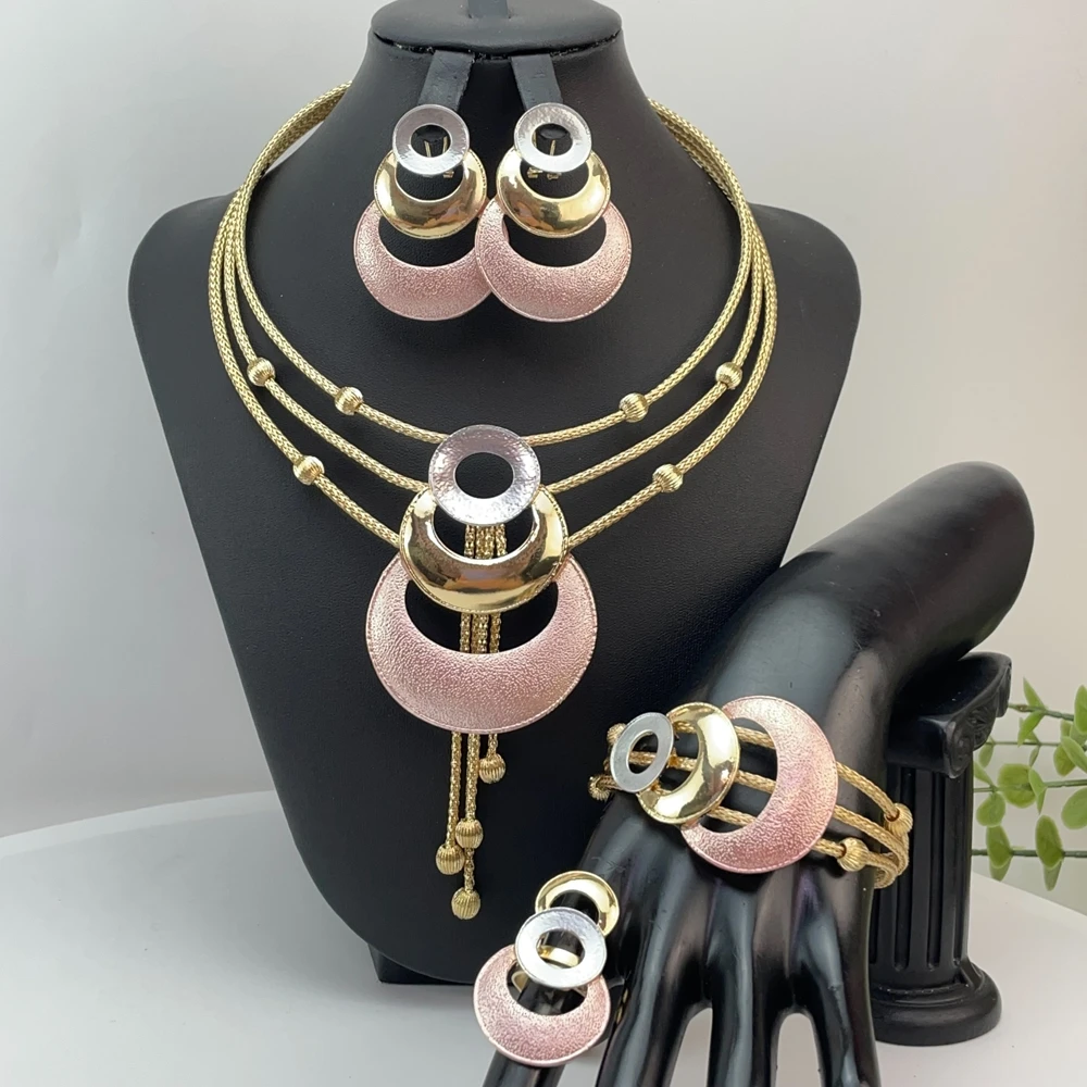 Italian Dubai Simple Style Big Bold Necklace Luxury Quality African Bride Jewelry Set For Women Party Gifts FHK29717