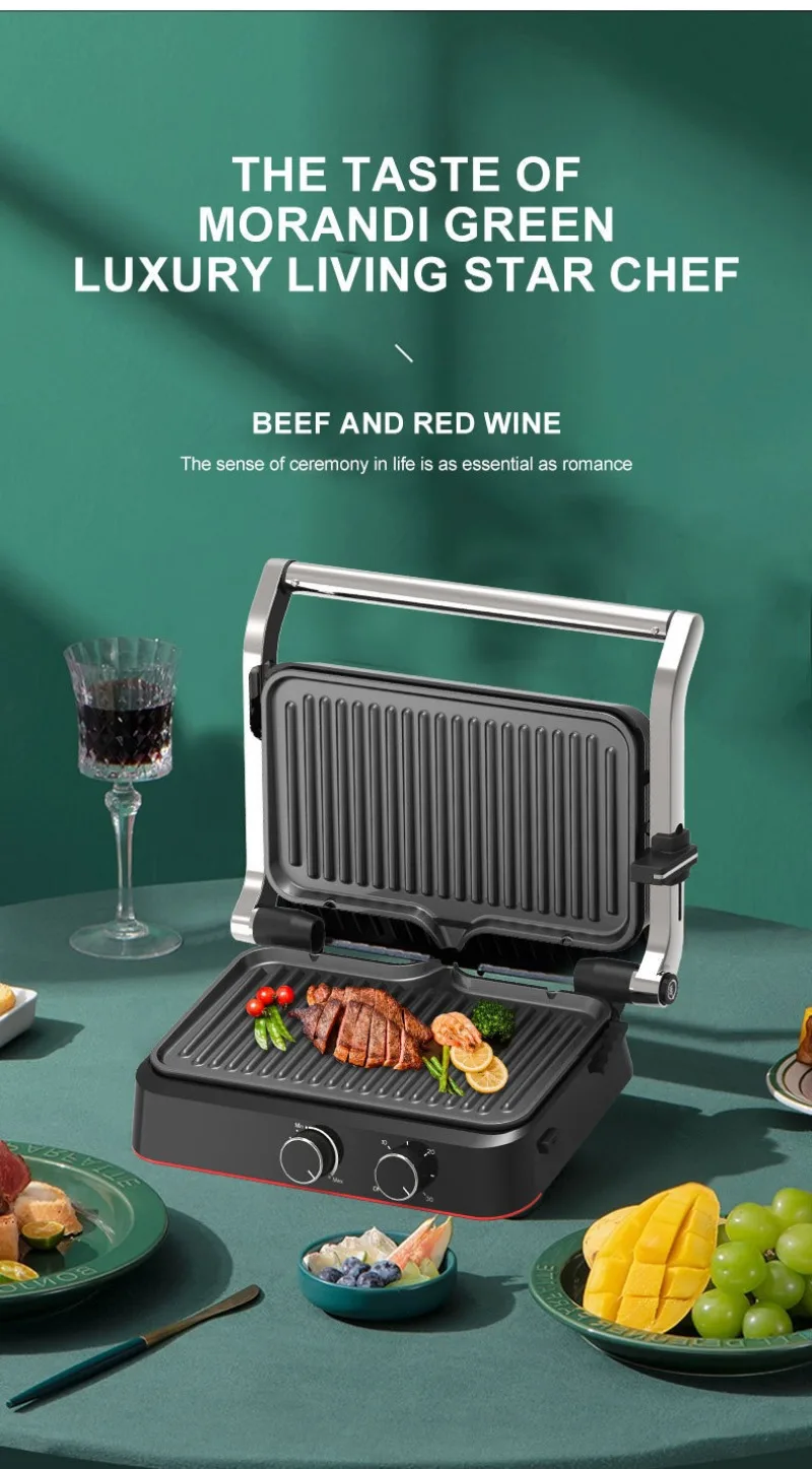 2 in 1 Removable Barbecue Tray Household Electric Barbecue Tray Waffle Electric Barbecue Grill Double Sided Breakfast Machine