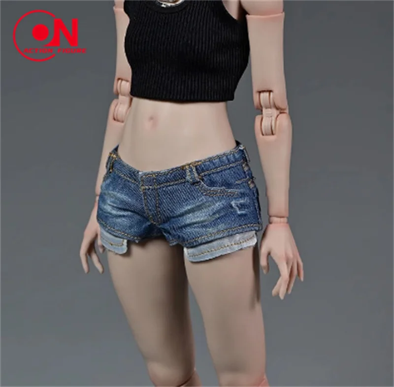 1/6 Schaal Vrouwelijke Gewassen Denim Vest Been Cover Shorts Rimpel Gat T-shirt Kleding Model Fit 12 ''Soldaat Action Figure body Poppen