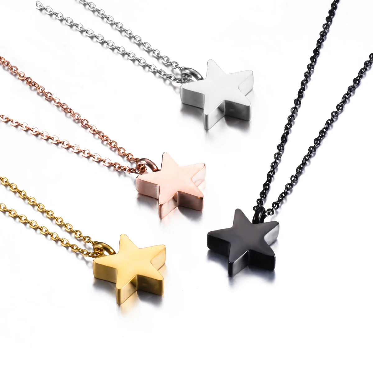 Dropshipping Stainless Steel Cremation Jewelry Five-pointed Star Shape Ashes Pendant Memorial Urn Necklace Jewelry