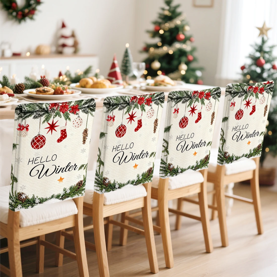 2/4/6pcs/set 45x55cm Xmas hanging garland Chair Cover Table Decoration Dining Seat Chair Covers Dining Room Bar Party Banquate