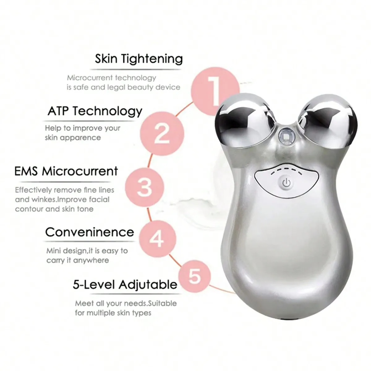 EMS Microcurrent Face Massage Stainless Steel Double Head RF Therapy Massager Skin Lifting Firming Beauty Device