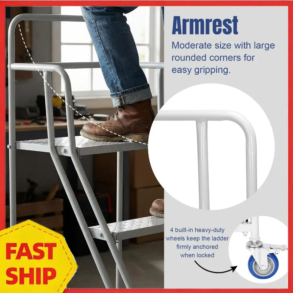 

Платформенная лестница-стремянка на 4 ступени, грузоподъемность 202 кг, промышленная усиленная лестница-стремянка на колесах для дома и офиса