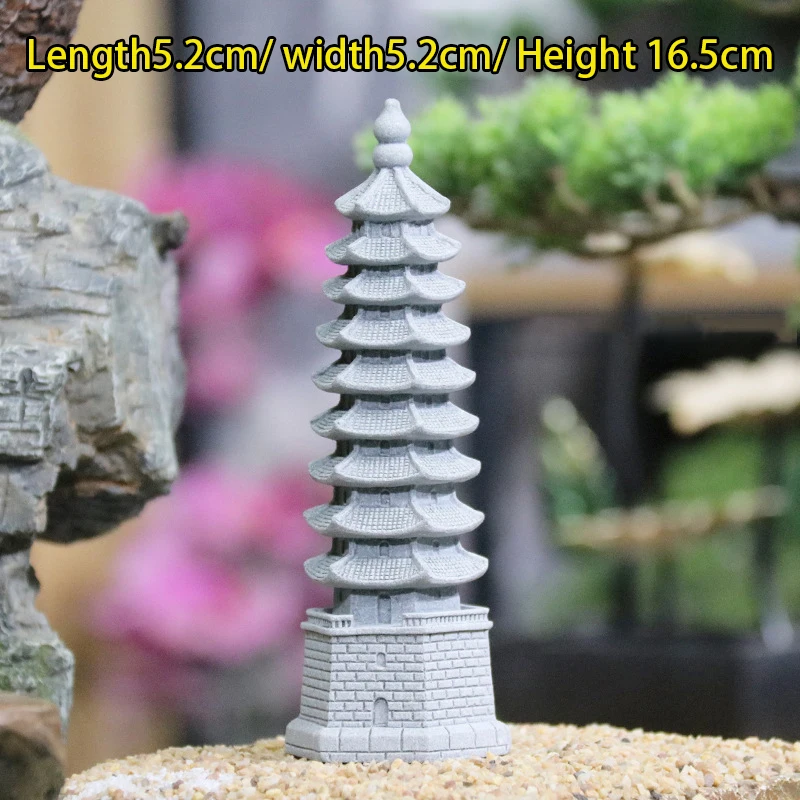 Retro Gazebo Chinese Tower Lanterns Mini Pagoda Model Chinese Zen Mini Fengshui Miniature Statue Sandstone Home Garden Decor