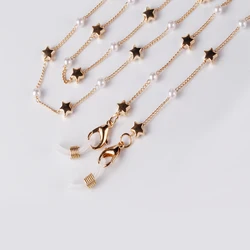 Eyeglass Chain White Plastic Bead Pearl Heart Charm Eyewear Retainer Glasses Holder Strap Women Necklace Gift Mask Rope Chain