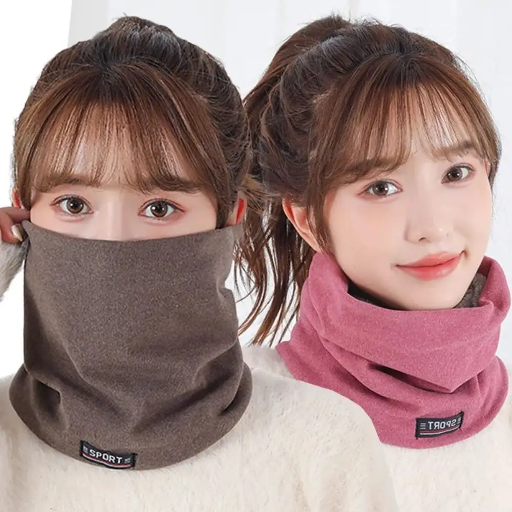 Fashion Women Soft Plush Neck Warmer Sport Scarf Face Mask Winter Scarves Skating Running Warm Wool Fur Thick Men Neck Scarves