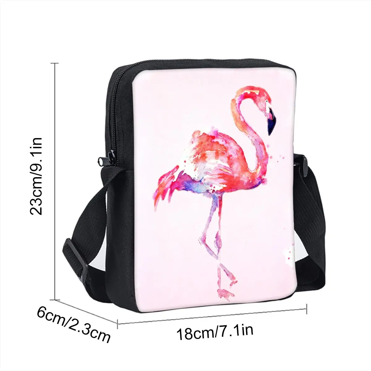 Flamingo Printe Single Sided Messenger Bag for Boy/Girls Children Best Gifts 2D Flat Cartoon Casual Crossbody Bag