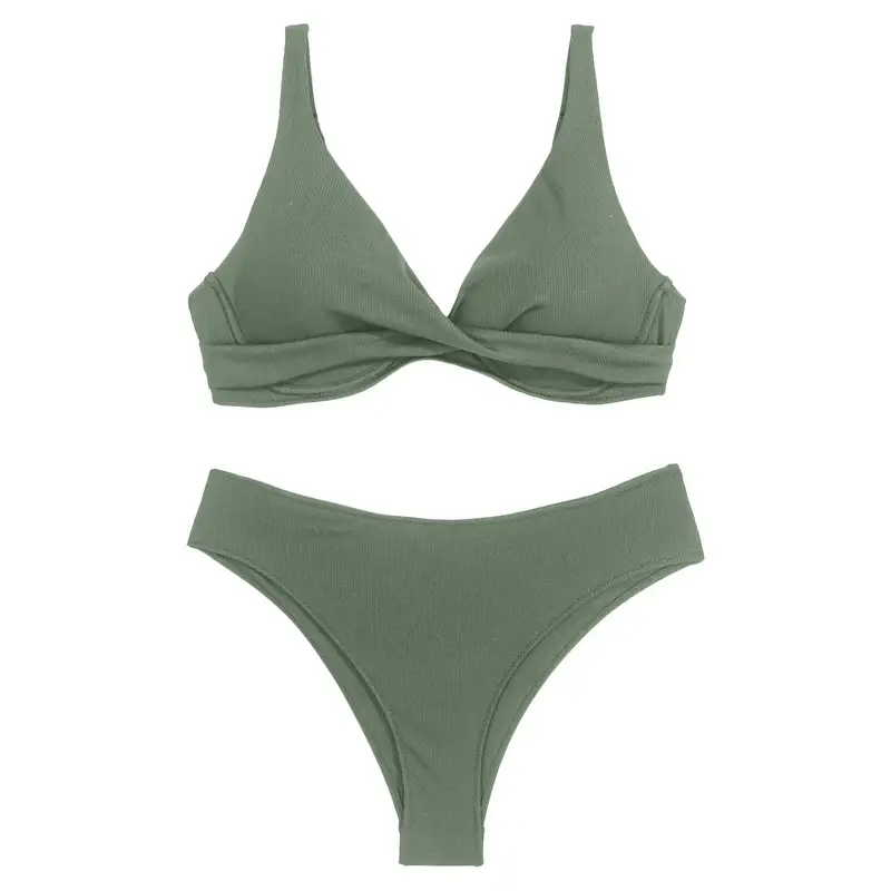 Sexy Bikini Set Women's Swimsuit 2025 Swimwear Woman Two-Piece Swimsuit Solid Bathing Suit Beach Swimming Suit Vacation Monokini - Image 8