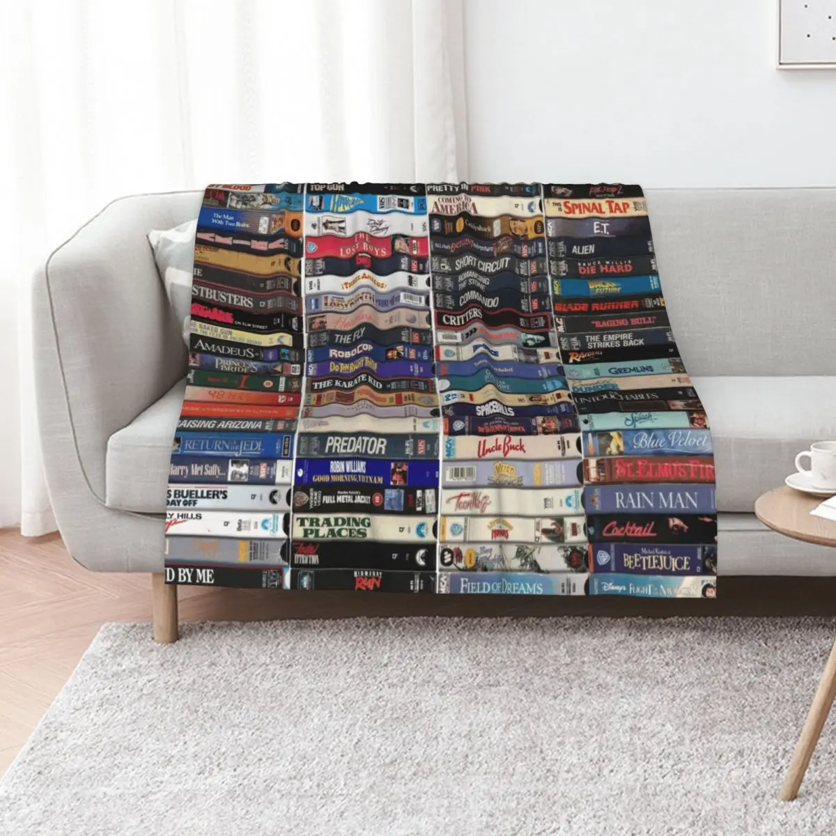 

Greatest Films of the1980s - Vintage 80s VHS Cassette Print Throw Blanket Beach Single Luxury St Thermal Blankets