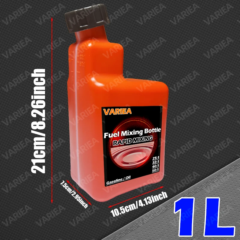 VARIEA - 1L Kraftstoff- und Ölmischflasche geeignet für Zweitakt-Gartengeräte. Mischungsverhältnis: 25:1/32:1/40:1/50:1 – Detail 3
