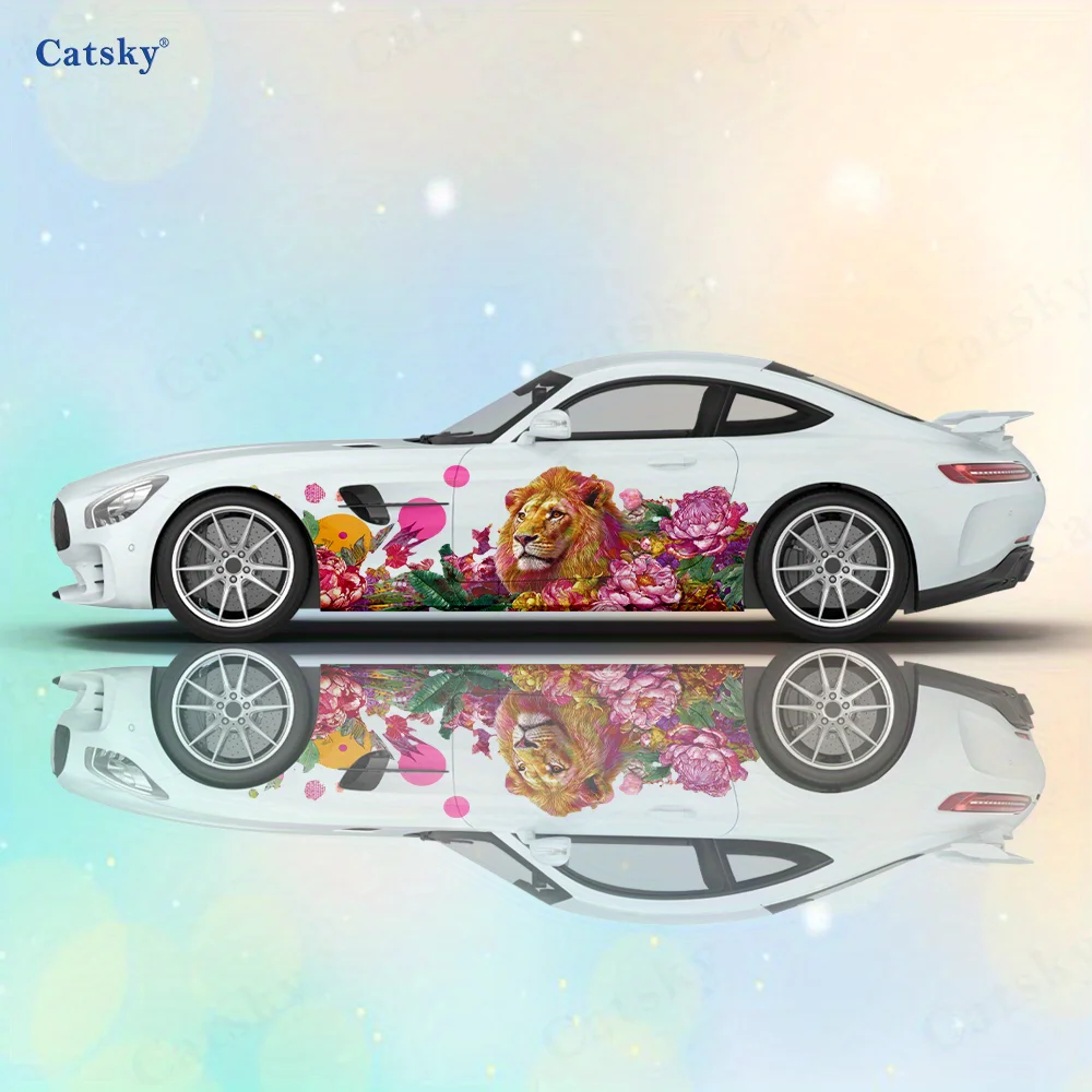 

Lion Grove Flower View Car Vinyl Wraps Decal Self-adhesive PVC Sticker Suitable for Trucks SUV Decoration Auto Accessories Gift