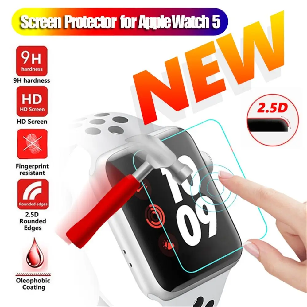 3D iWatch 40mm 44mm Case Cover For Apple Watch 5 4 Protective film Tempered Glass Screen Protectors