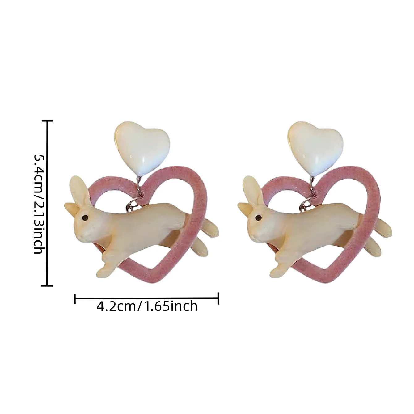 A Pair of Simple Cartoon Cute Sweet Velvet Hollow Love Three-dimensional Rabbit Personality Earrings