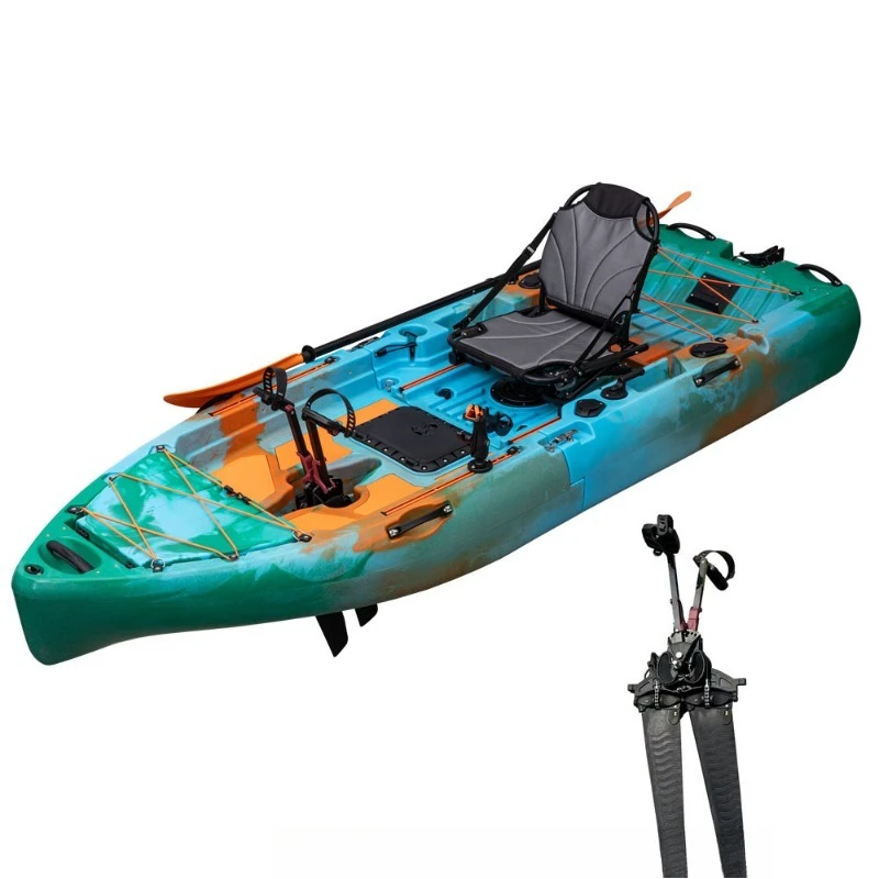 9ft Wide Motorized Plastic Fishing Kayak Easy Store with Pedal Drive 3 Person Capacity
