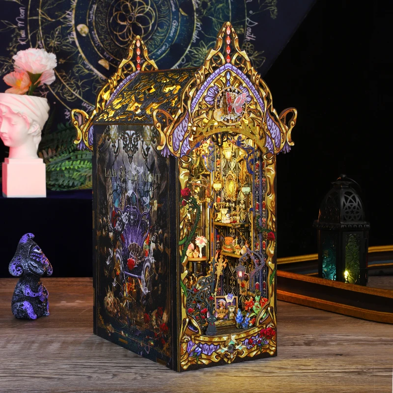 

Набор книжных полок 3D деревянный кукольный домик DIY книжный уголок комплект сборка головоломка книжная подставка дом со светом модель здания игрушки кукольный домик подарок