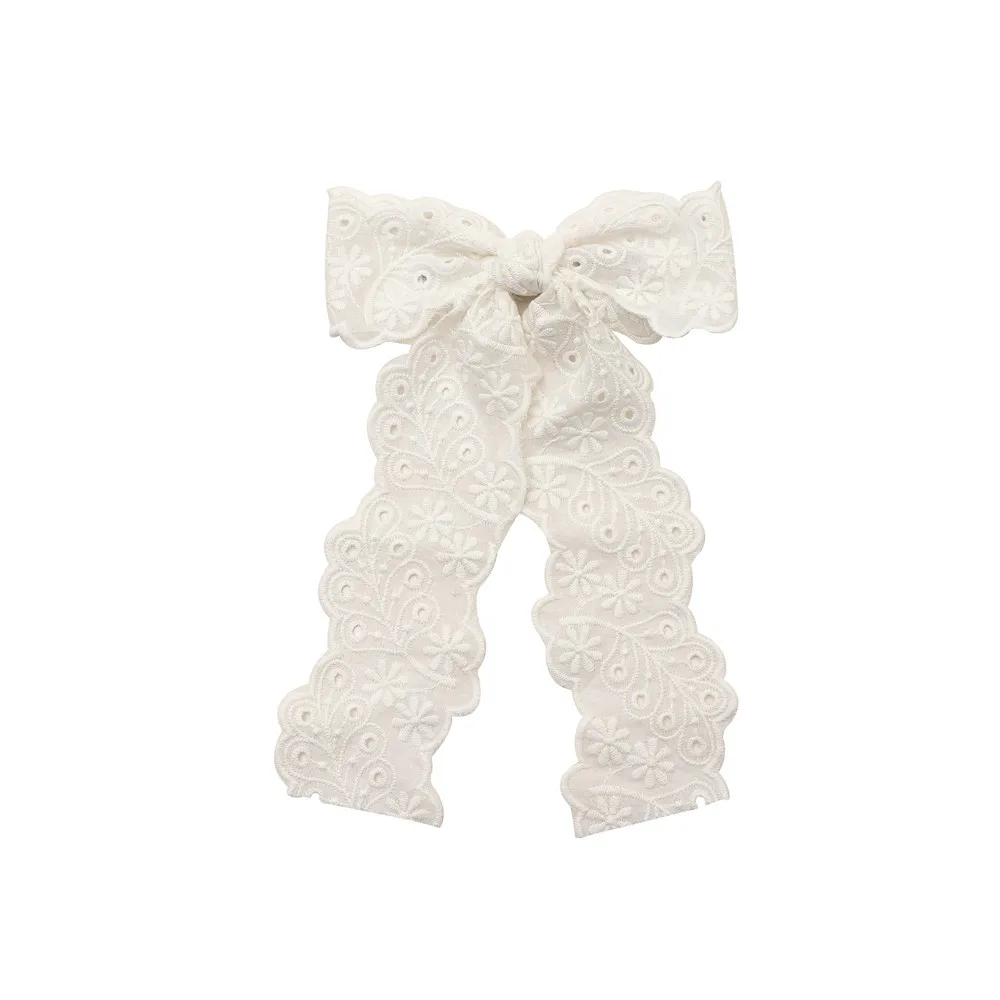 Fashion Cotton Embrodiery Eyelet Hair Accessories Elegant Dressy headband  bow clip For Girl