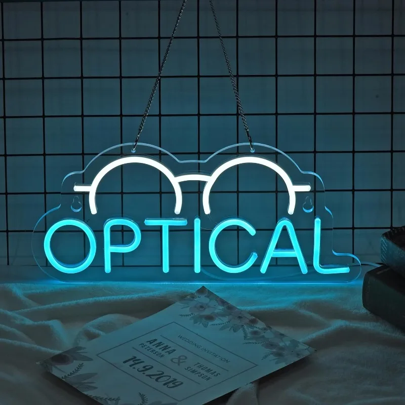 XM tanda Neon optik LED untuk dekorasi dinding tanda menyala toko optik Optometrist Store mata ujian optik Bisnis