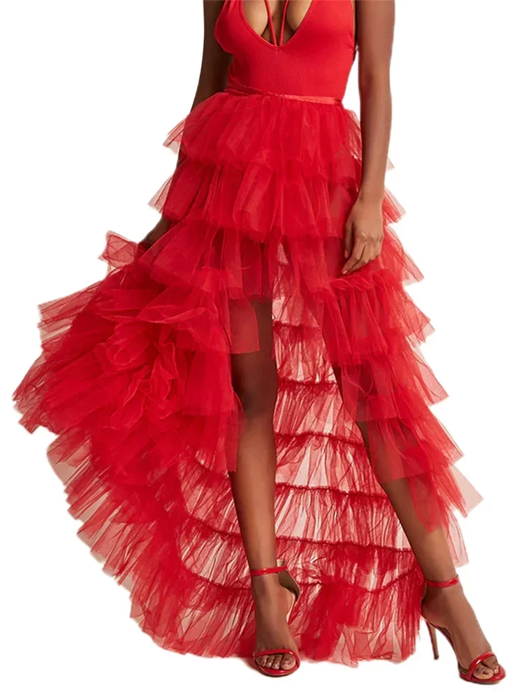 Zwiewna Asymetryczna Spódnica Tulle - Lekka i Elegancka