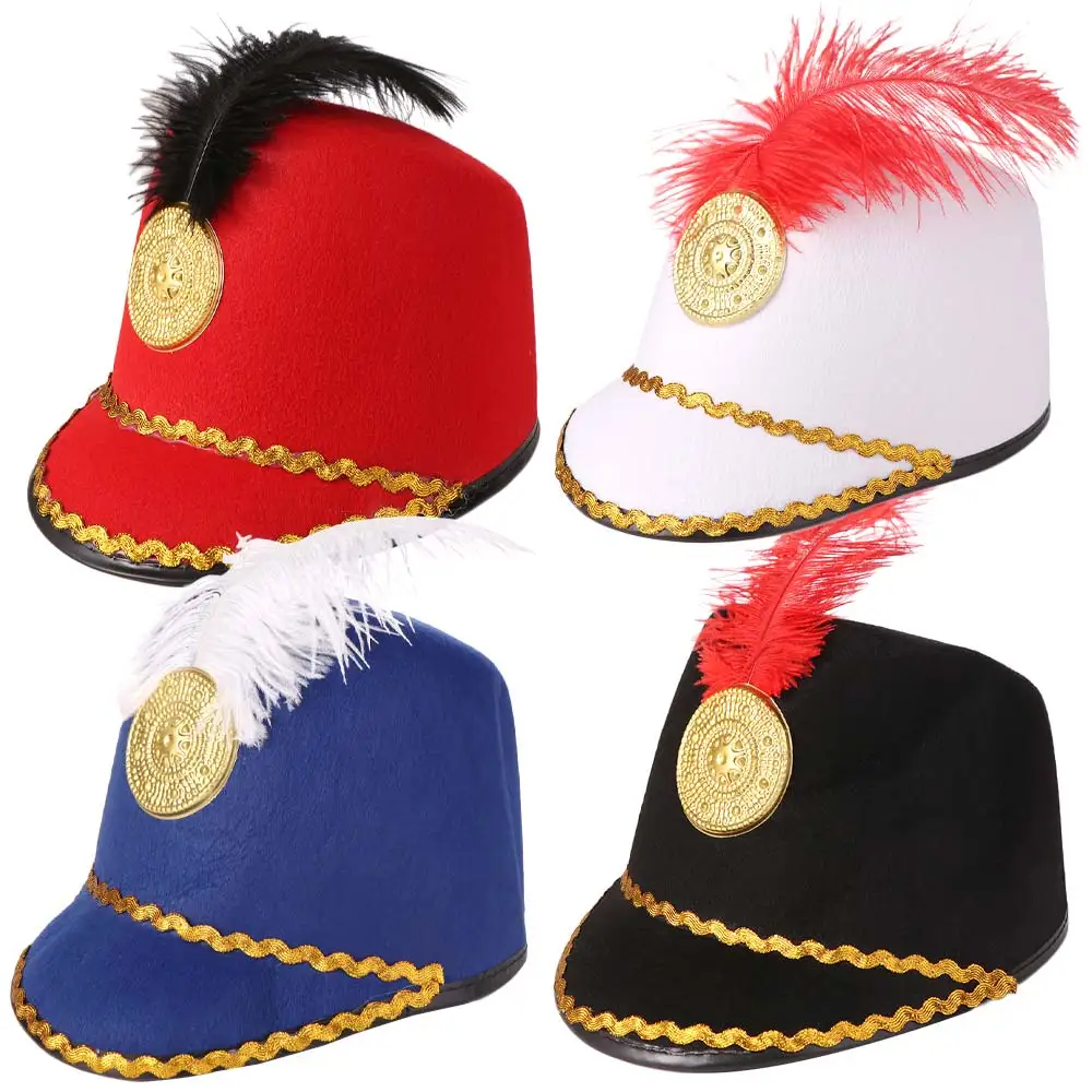 Dress Up Marching Band Hat Sun Protection Vintage Knight Uniform Hat Circus Ringmaster With Parade Drum Major Hat Halloween