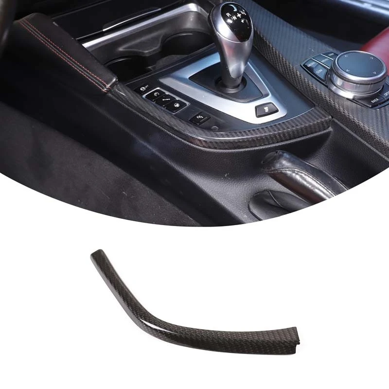 For BMW F80 F82 F83 M3 M4 14-18 Real Carbon Fiber Car Gear Shift Side L Shape Strips Panel Trim Interior Accessories LHD
