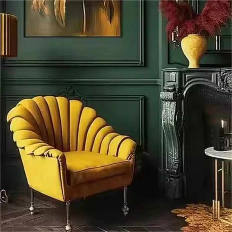 Best-selling modern furniture low wholesale price round flower pattern metal velvet living room lounge sofa chair