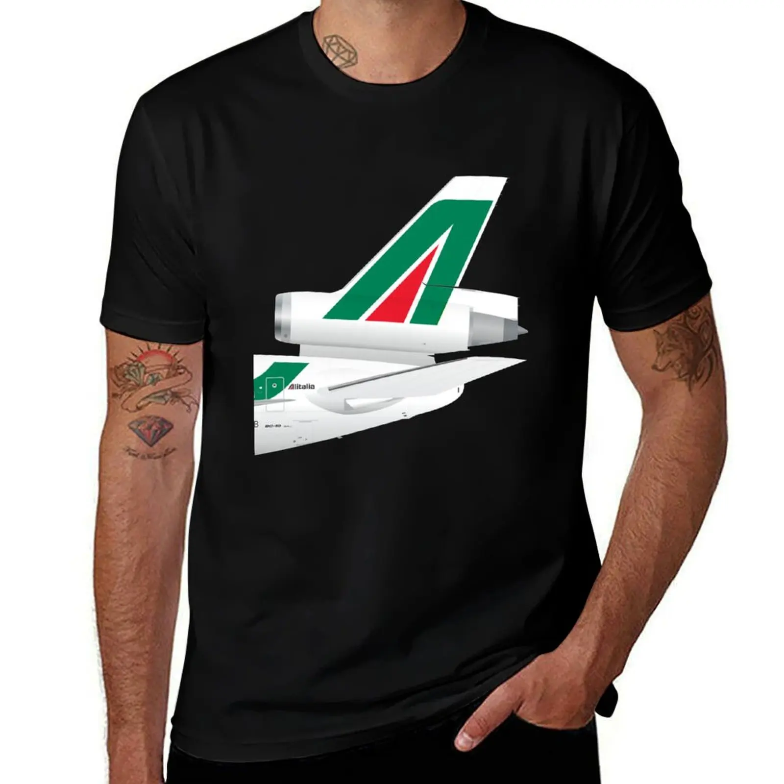 

Wings In Uniform - DC-10 - Alitalia T-Shirt funny shirt cotton vintage graphic tee plus sizes plain white t shirts men