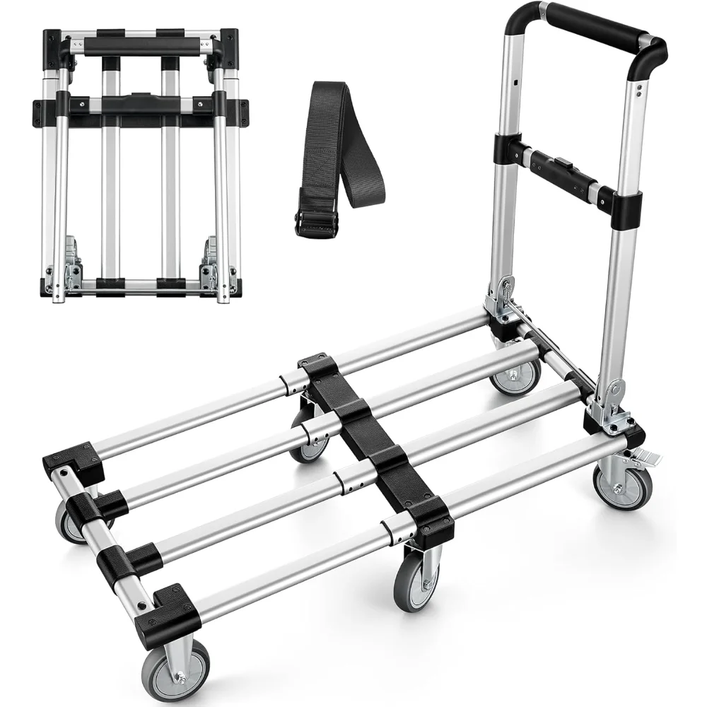 

31 Inch Enlarge Base Moving Dolly,13.8 LBS Lightweight Utility Folding Hand Truck with 6 Wheels, 360 LBS Foldable