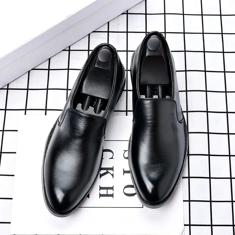 Mens Leather Dress Shoes Gentleman Formal Men Shoe Luxury Brand Casual Loafers Men\'s Social Autumn Wedding Elevator Shoes