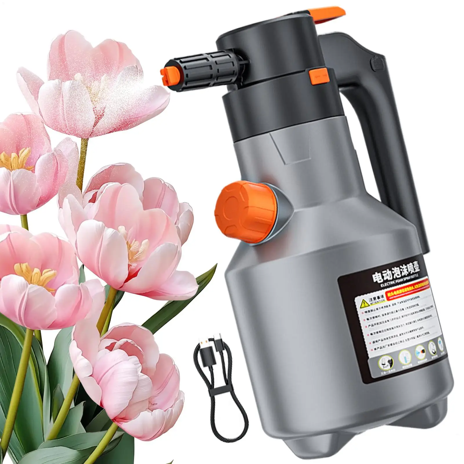 2L Rechargeable Long Handle Handheld Foaming Pump Sprayer Battery Powered Electric Foaming Sprayer Pump Foam Sprayer
