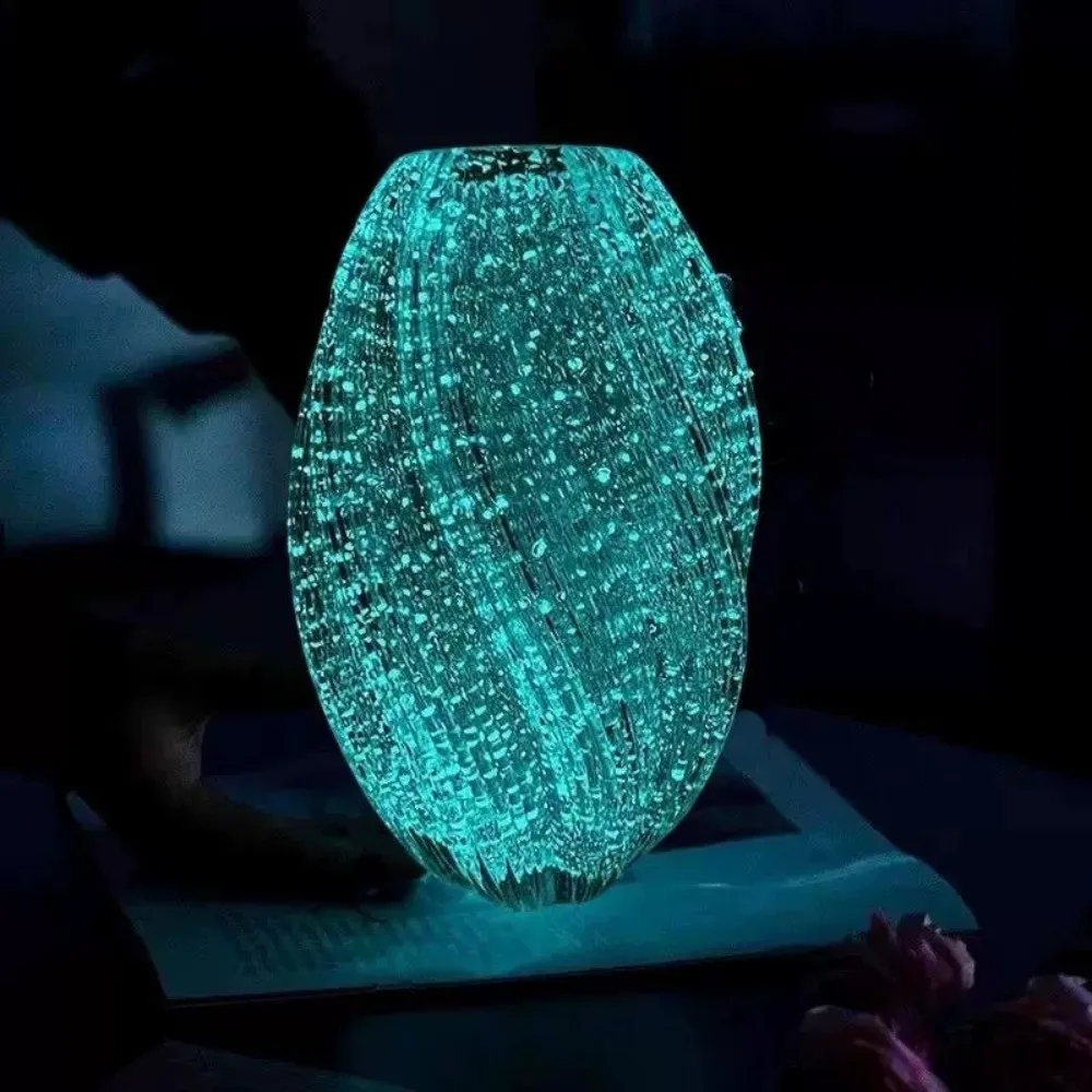 Maltose Crystal Luminous Glass Vase Transparent Large Capacity Hydroponic Flower Pot Thickened Handmade Decorative Vase