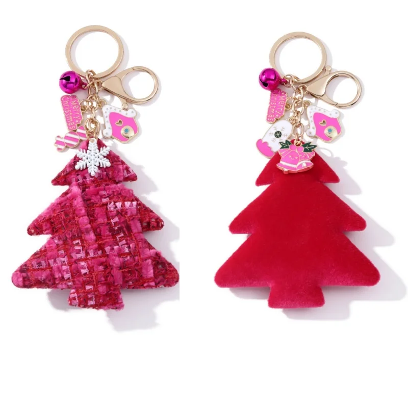 1pc Kreative Rose Rot Große Weihnachten Baum Haus Handschuh Schneeflocke Emaille Schlüsselbund Hübsches Festival Geschenk Für Freund Winter Schmuck