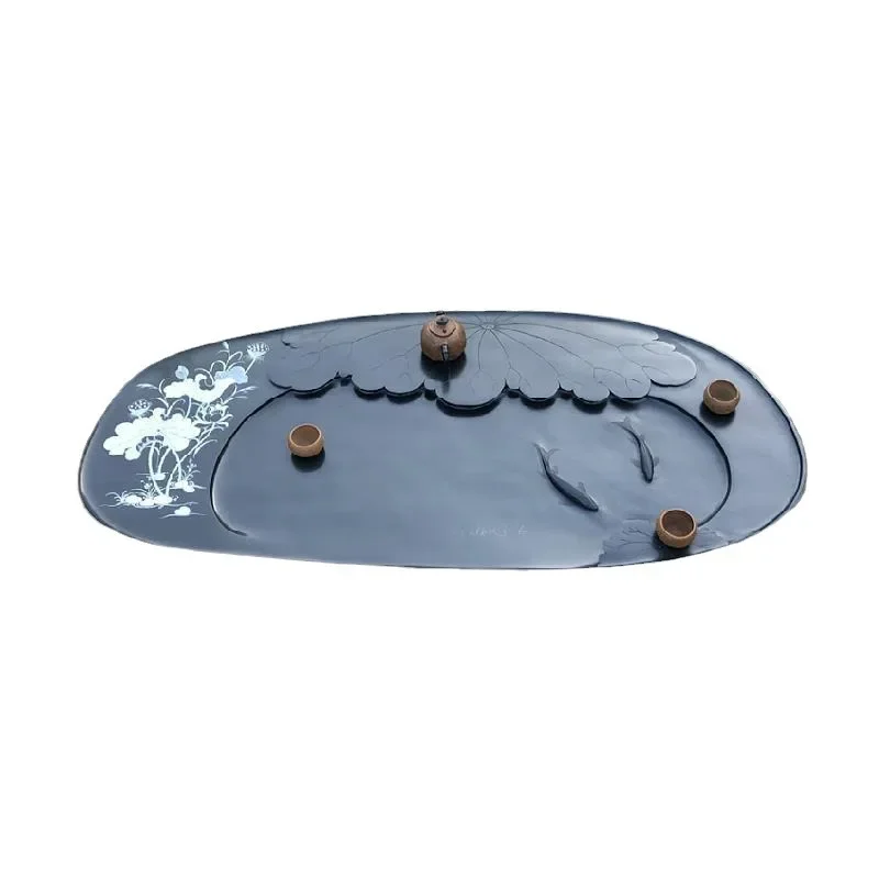 Natural stone material stone  tray, inkstone tea sea set, rough stone tray mobile single-layer study inkstone
