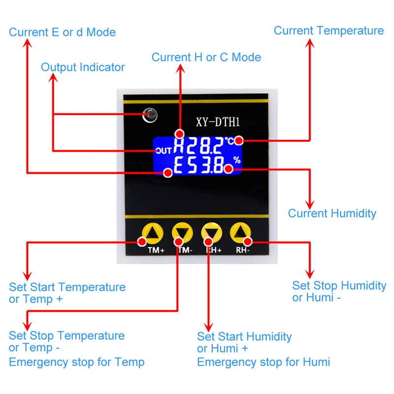 SHT30 Temperature Humidity Controller -20C to 60C 100% RH SHT30 Sensor Module 10A Relay Output for DIN Rail Incubator