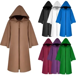 2025 Halloween Death wizard Cloak Cosplay Costume Monk Hooded Robes Cloak Cape Friar Medieval Renaissance Priest adult instock