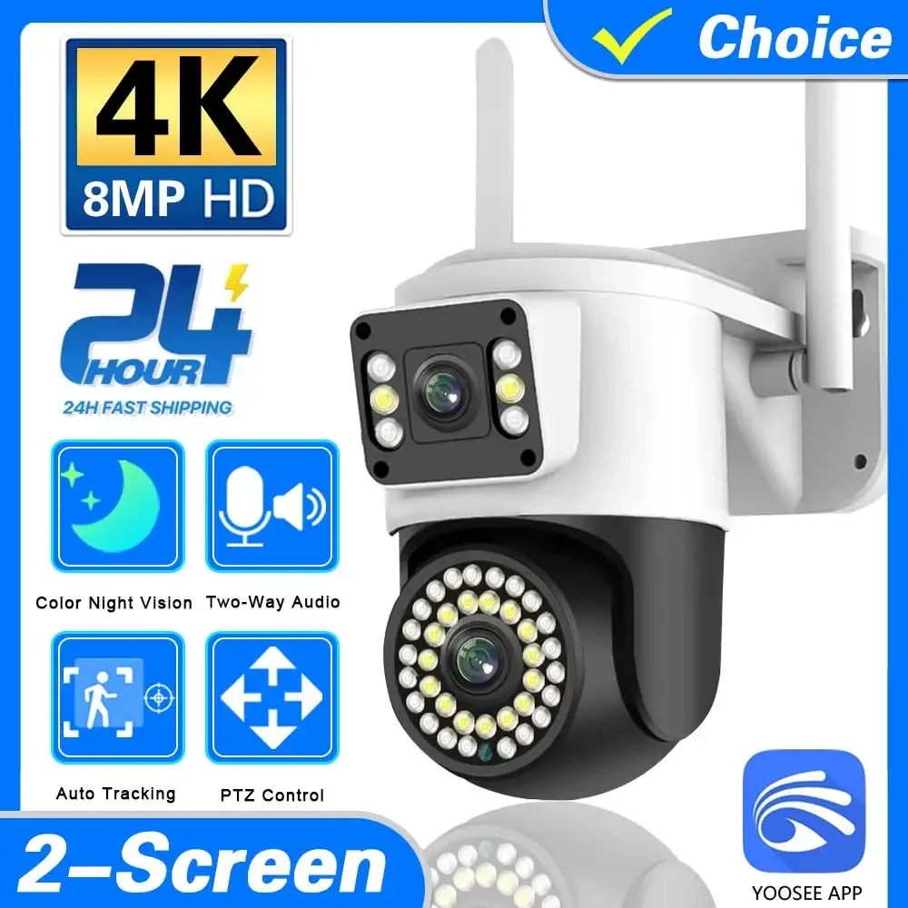 

YOOSEE Wifi 8MP 4K Dual Lens Outdoor Security IP Cameras More LED Light Security WiFi PTZ Smart Home Night Vision Auto Tracking