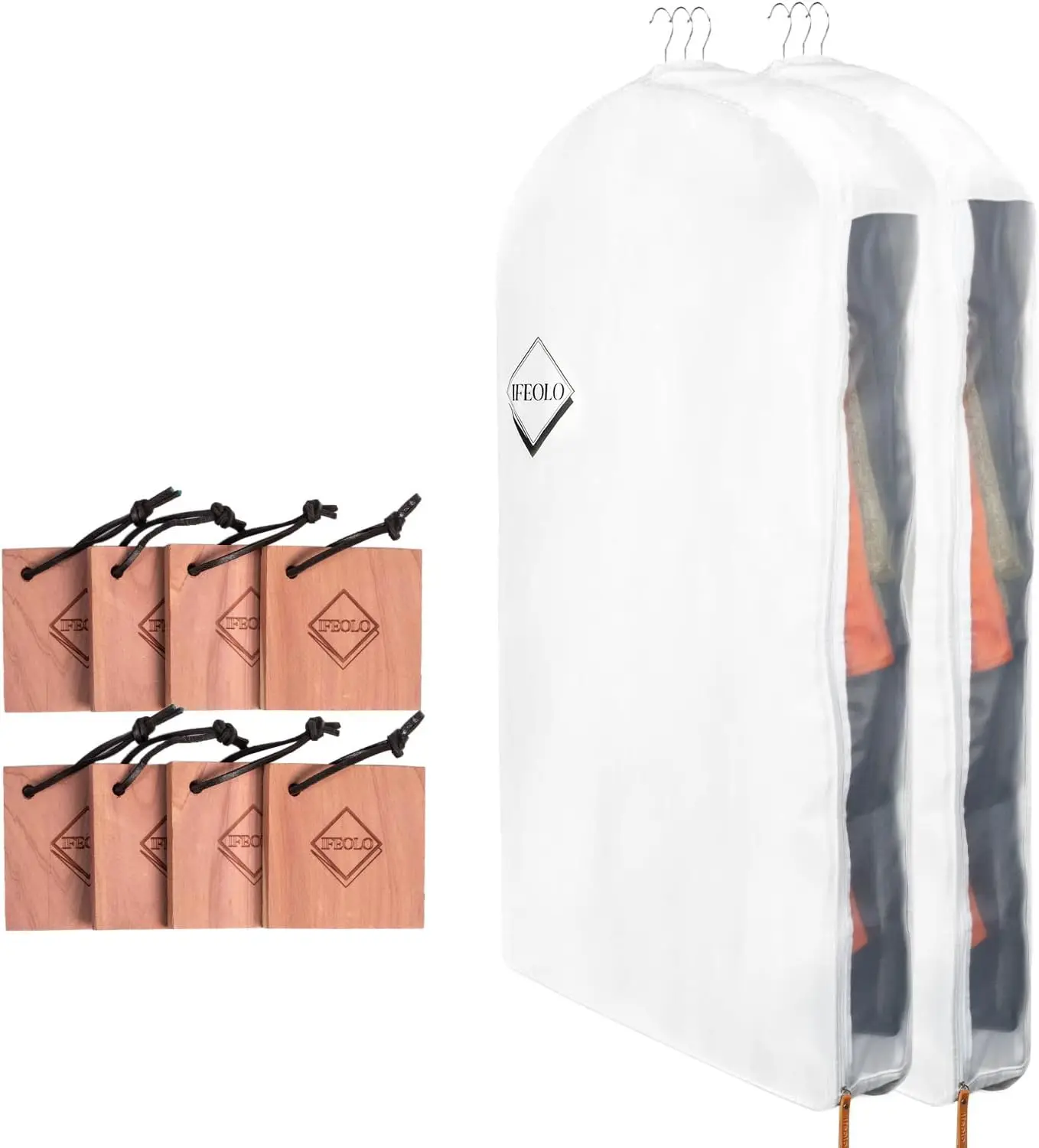 

Мешок для хранения одежды из органического хлопка 48 дюймов с кедровыми брикетами для подвешивания костюмов, платьев и другой одежды