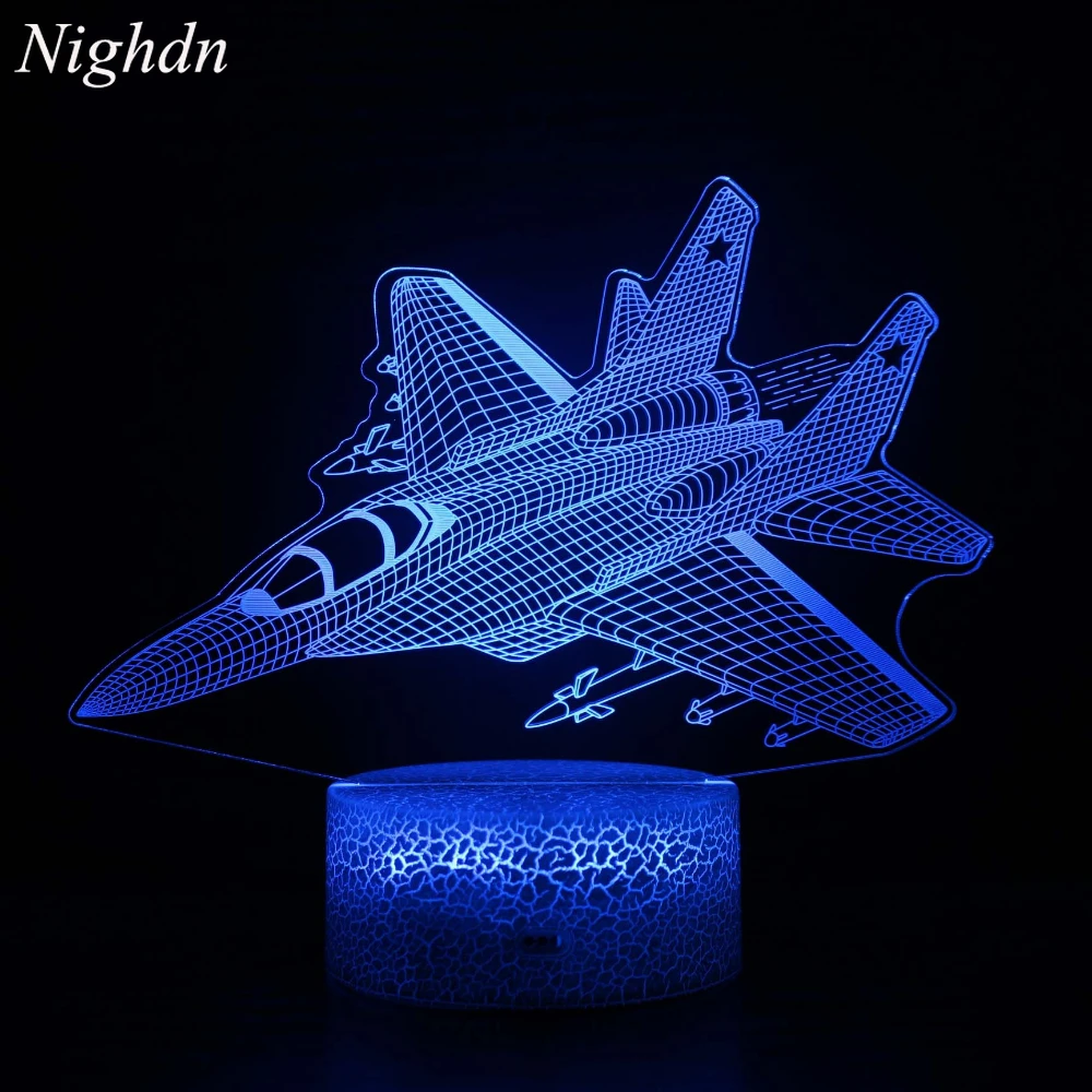 Plane 3D Illusion Lamp Aircraft LED Night Light Color Changing for Men Boy Kids Room Decor Airplane Gifts for Christmas Birthday