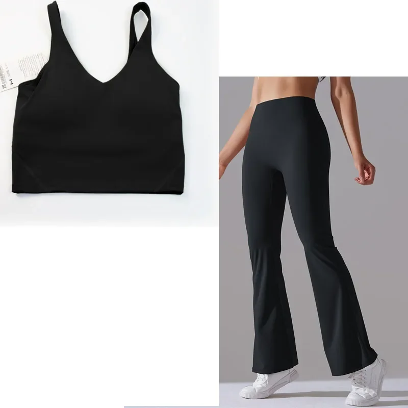 

New Tight Fitting Sports Bra For Women's Fitness, Slim Fit, Hip Enhancement, High Waist, Elastic Wide leg Yoga Suit