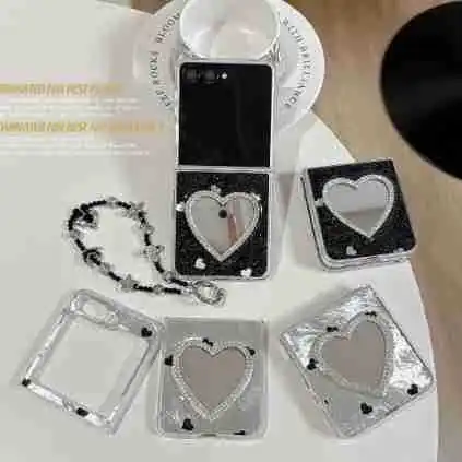 

Creative 3D Heart-shaped Mirror for Samsung Galaxy Z Flip 7 6 5 Protective Back Cover for ZFlip5 ZFlip6 ZFlip7 Case Shell