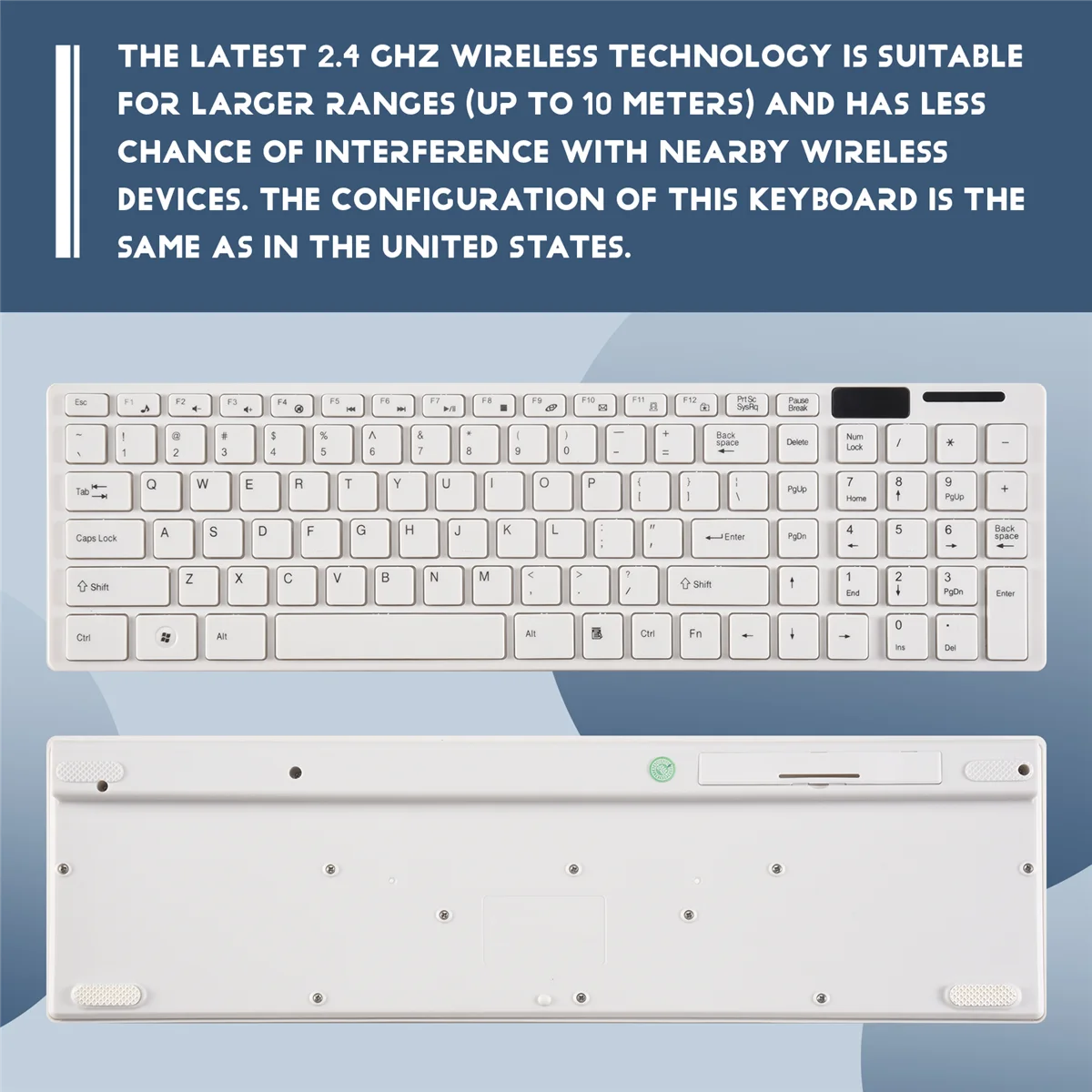 T88C ワイヤレス スリム ホワイト キーボード + ワイヤレス光学式マウス セット (PC およびラップトップ用)