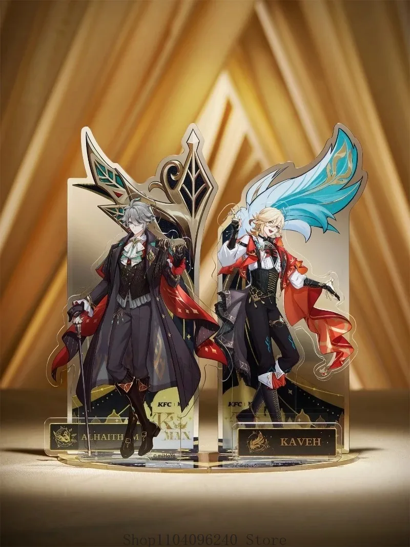 Oficjalne Anime Genshin Impact X KFC Cosplay Alhaitham Kaveh Akrylowe Stojaki Podstawki na Kubki Odznaki Zamek Wiaderko