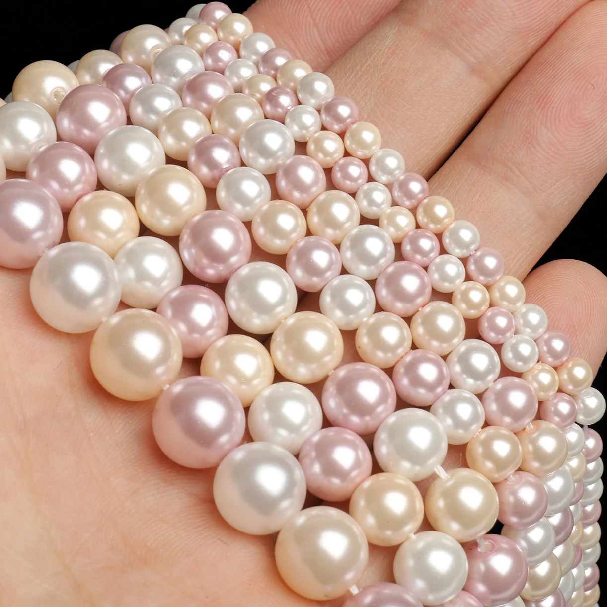 White Pink Shell Pearls Beads Natural Shell Round Loose Spacer Beads for Jewelry Making DIY Bracelet Earrings 15\'\' 4 6 8 10mm