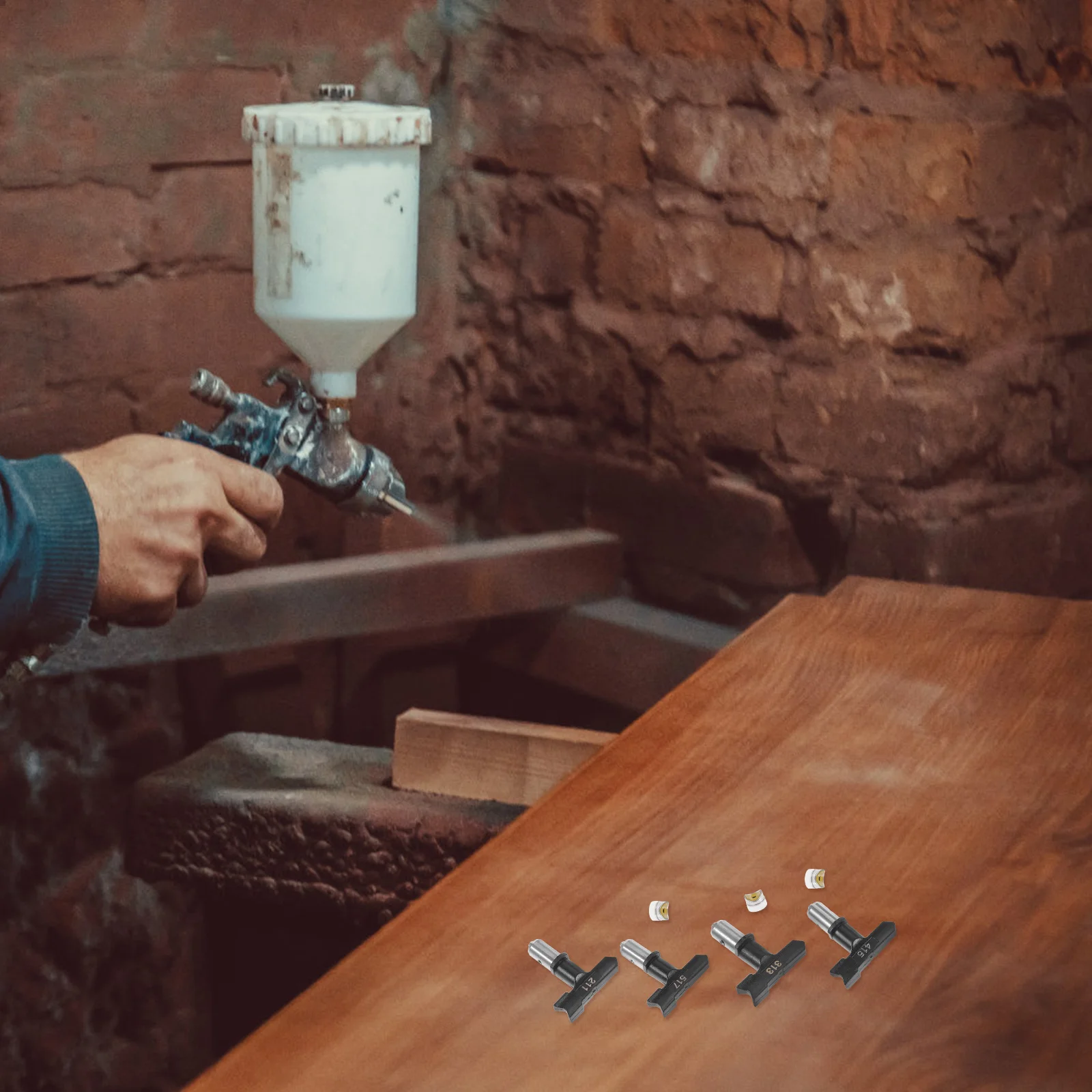 

4Pcs Spray Paint Nozzle Durable Stainless Steel Plastic Home Industrial Fine Painting Stable Spraying Uniform Atomization