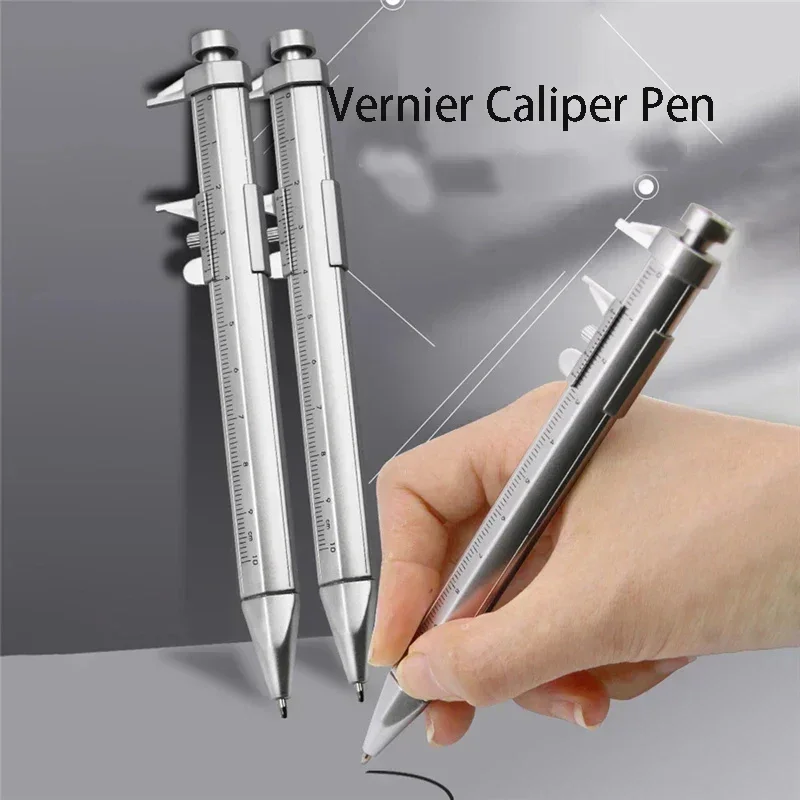 Calipers Vernier Caliper Tool Ballpoint Pen Silver Vernier Caliper-type Ballpoint Pen Measuring Ruler 0-100 Caliper Gauging Tool