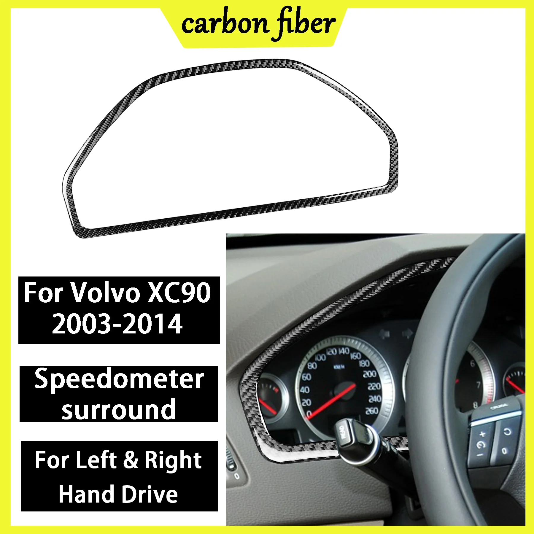 Automobile Carbon Fiber Interior Accessories Dashboard Speedometer Surround Panel Decorative Sticker FOR Volvo XC90 2003-2014