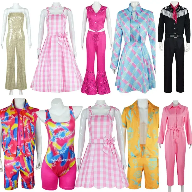 

Sky04 Барби Принцесса Косплей Костюм Марго Робби Розовое Платье Униформа Кен Райан Гослинг Костюм Пляжная Одежда для Женщин Мужчин Хэллоуин44Gg!