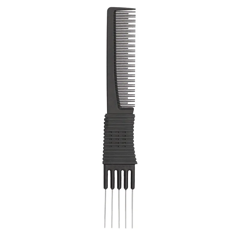 

2 Head Black Carbon Lift Teasing Combs with Metal Prong,Black Carbon Comb with Stainless Steel Lift for Hair Salon Home Supplies