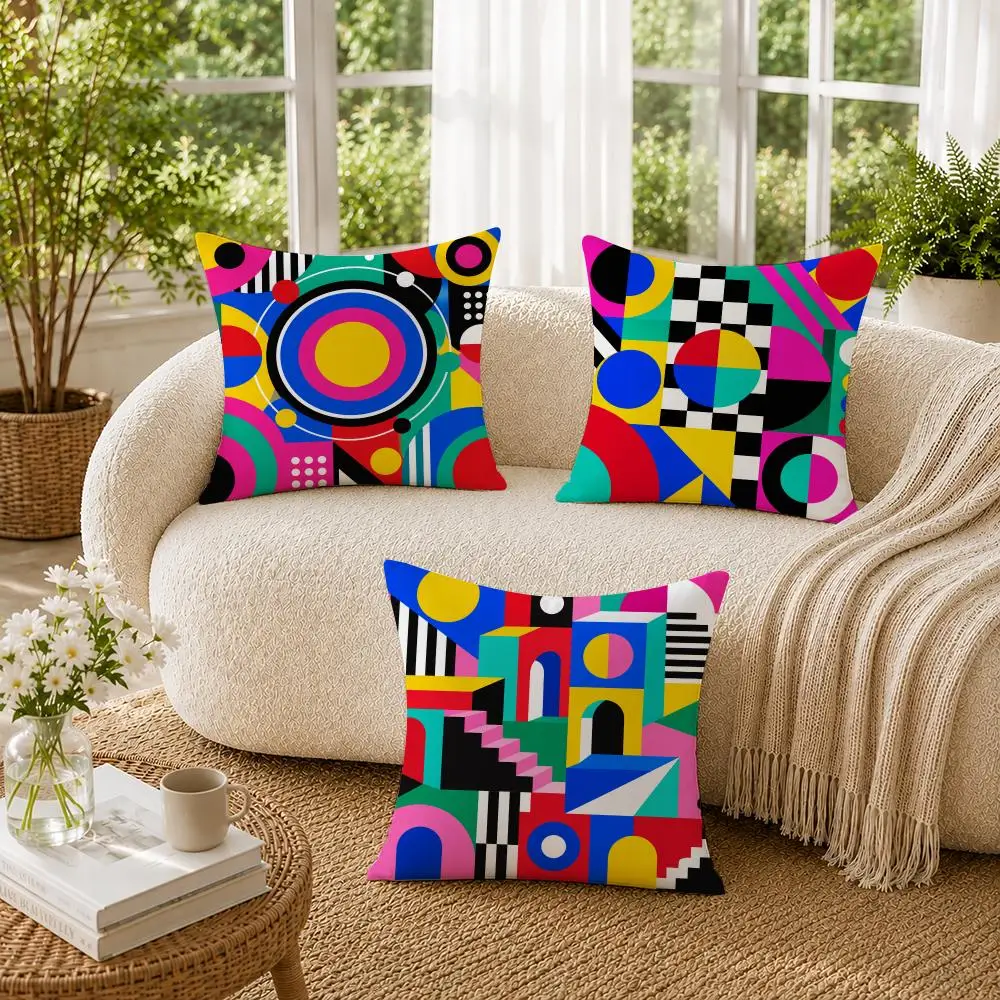 Geometric Patterns Cushion Cover Soft Short Plush Pillow Cases Hidden Zipper Cutecore Sofa Bedroom Home Decor Gift 2