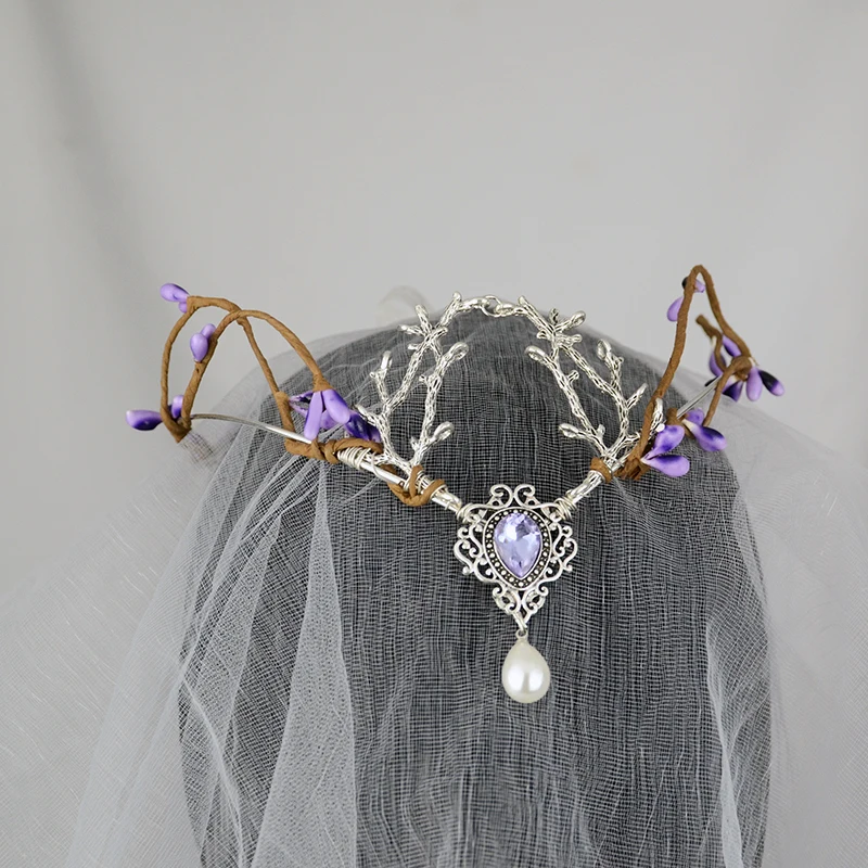 Woodland Goddness Elf Hair Crown Elvish Hair Tiara Bride Hair Jewelry Party Hair Accessories